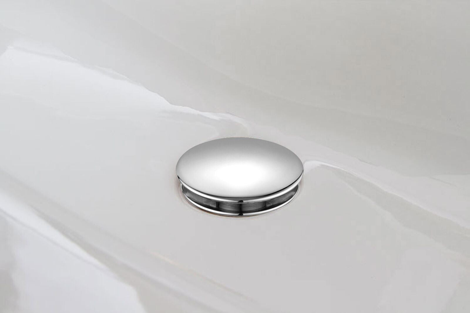 Unslotted Basin Waste Round Pop Up Bathroom Sink Chrome Solid Brass
