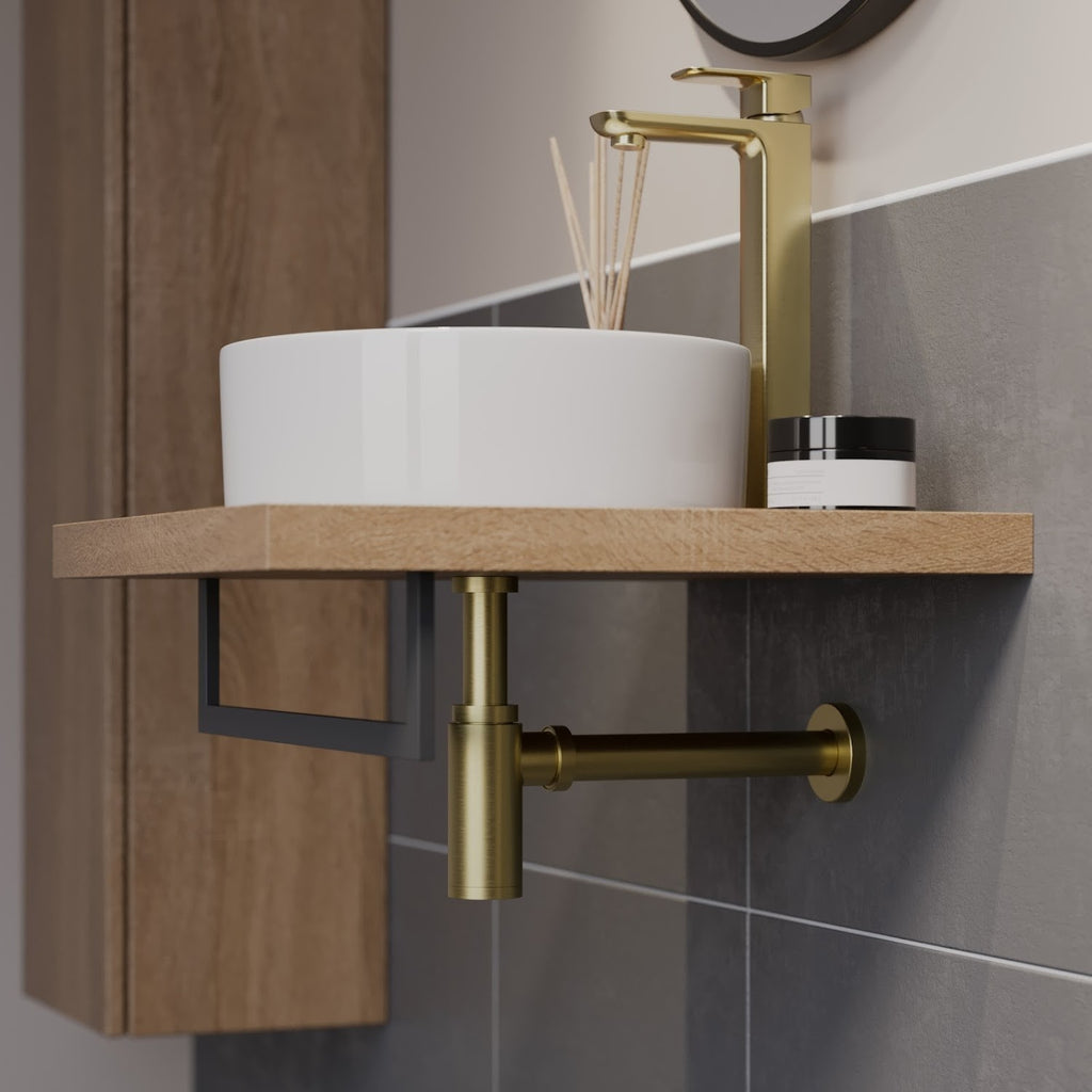 Bottle Trap Waste Brushed Brass Round Basin Sink 1 1/4" Bathroom 32mm