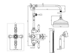 Traditional Thermostatic Shower Set Chrome Exposed 200mm Rainfall Brass WRAS