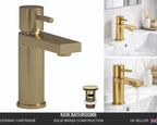 Basin Mixer Tap Brushed Brass inc Waste Single Lever WRAS Bathroom Sink Brass