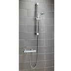 Round Shower Riser Rail Kit Chrome Adjustable Head Hose Bar Set Wall Mounted