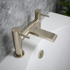 Bath Filler Tap Brushed Nickel Dual Lever Deck Mounted Brass Body WRAS Bathroom