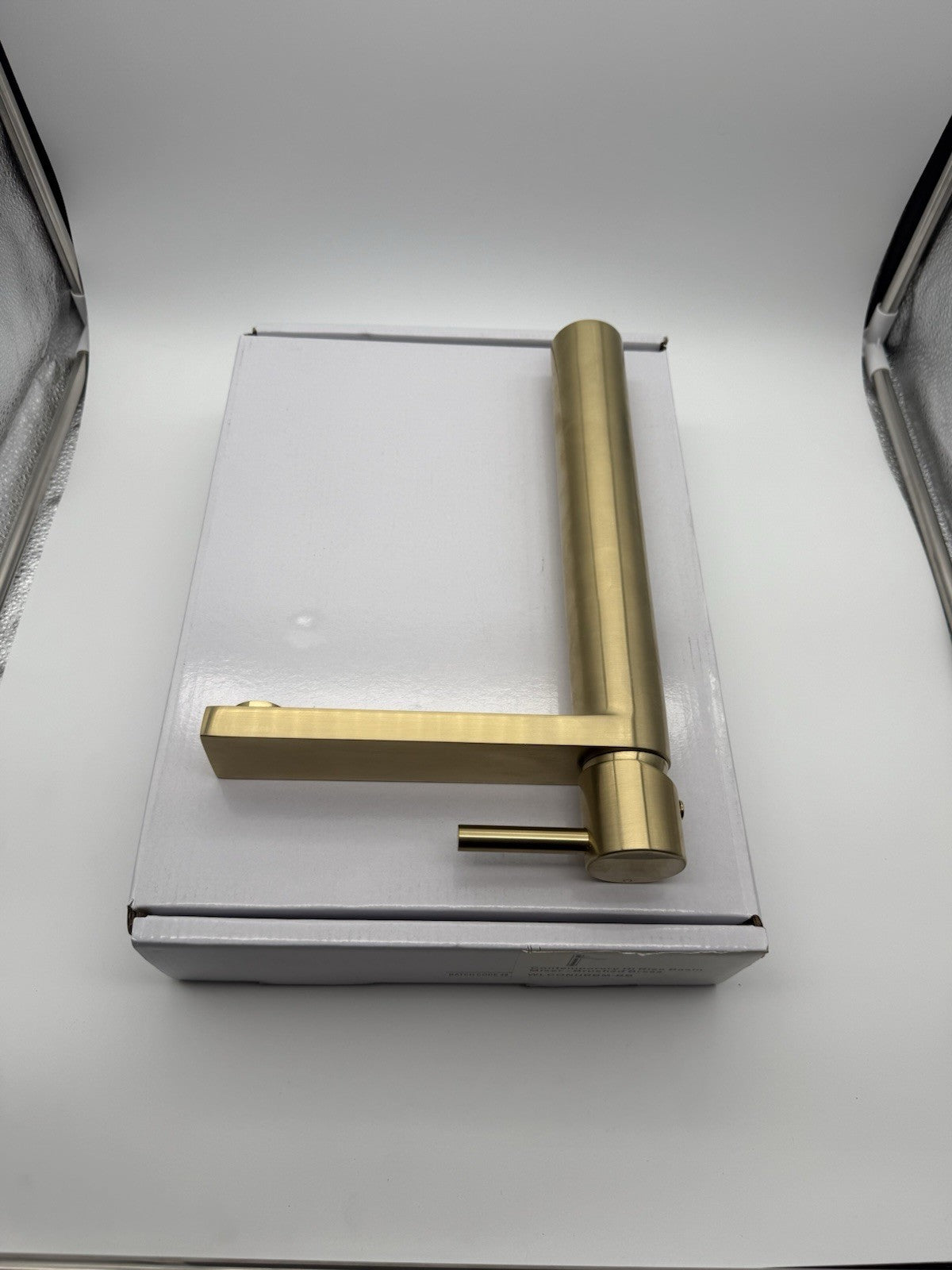 Tall Basin Mixer Tap Brushed Brass High Rise 300mm Single Lever WRAS Brass
