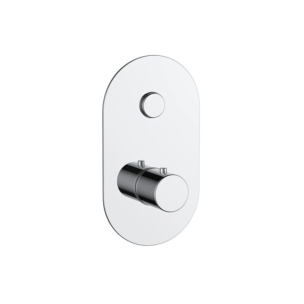 Concealed Thermostatic Shower Valve Chrome Push Button Single Outlet Brass WRAS