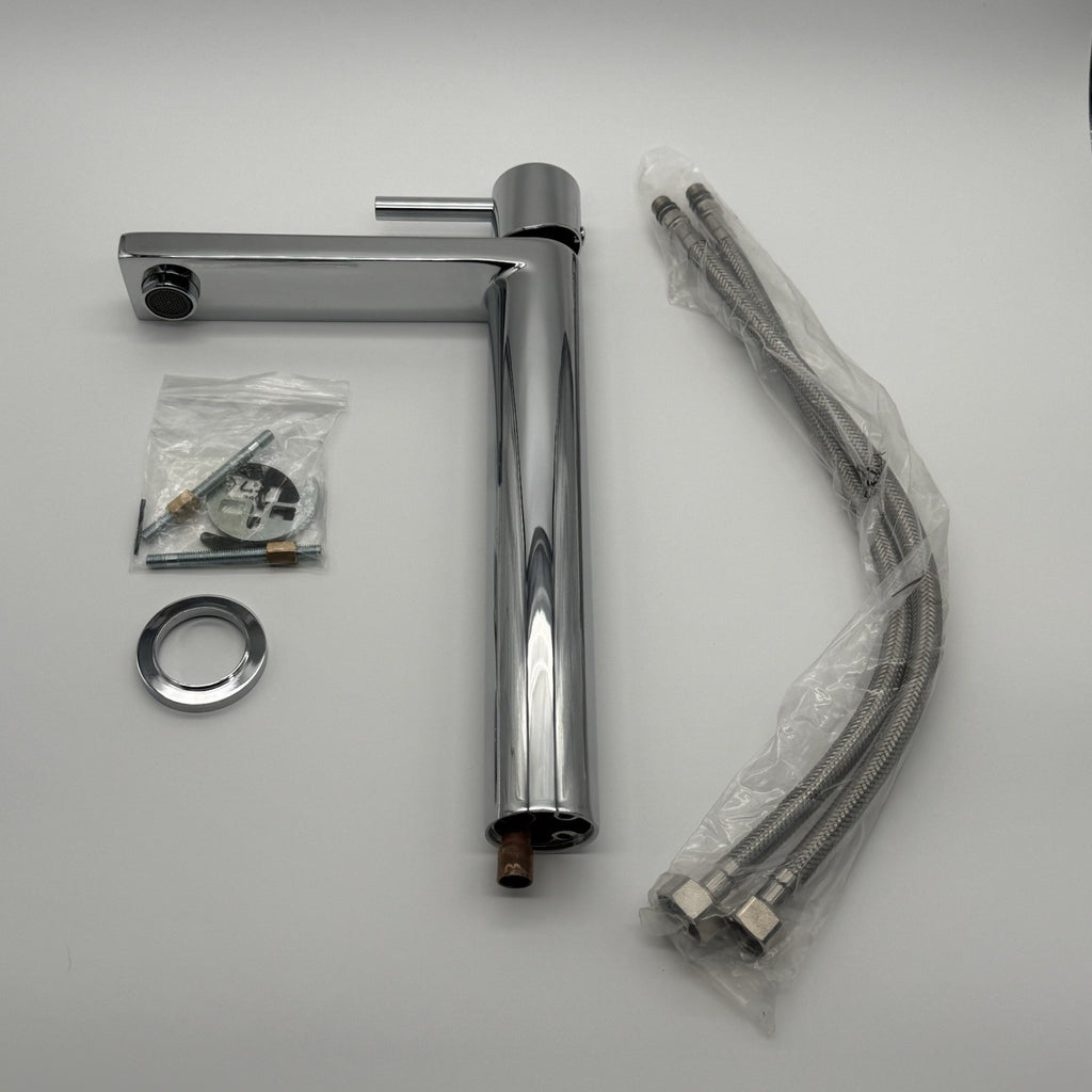 Tall Basin Mixer Tap Chrome High Rise 300mm Single Lever WRAS Brass