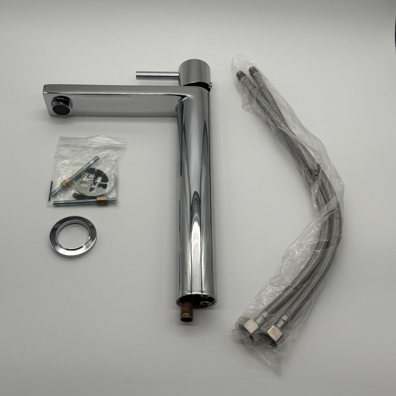 Tall Basin Mixer Tap Chrome High Rise 300mm Single Lever WRAS Brass