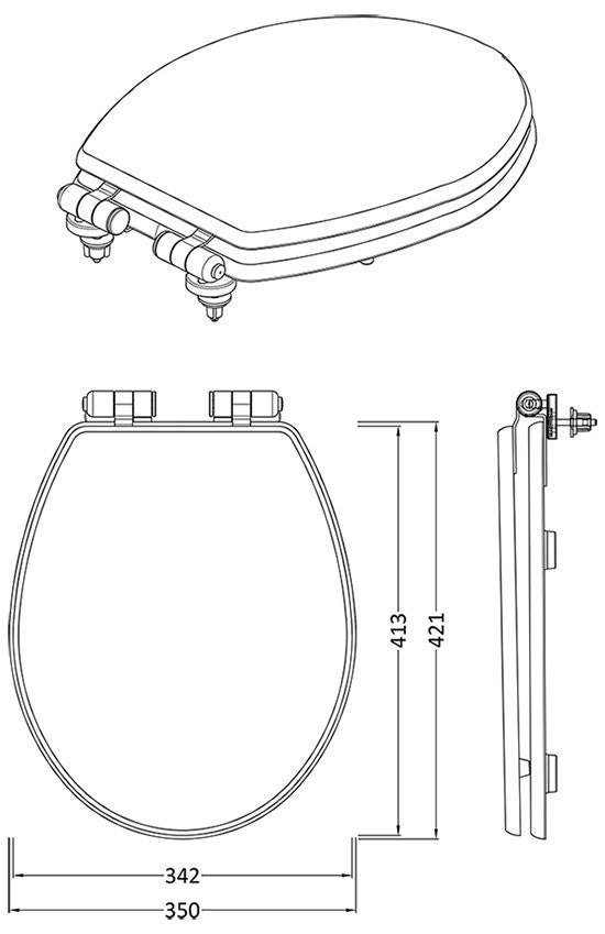 Premium Traditional Toilet Seat Heavy Duty Chrome Quick Release White