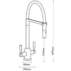 Carron Phoenix Dante Pull Out Nozzle Twin Lever Kitchen Tap Black Chrome — view 3