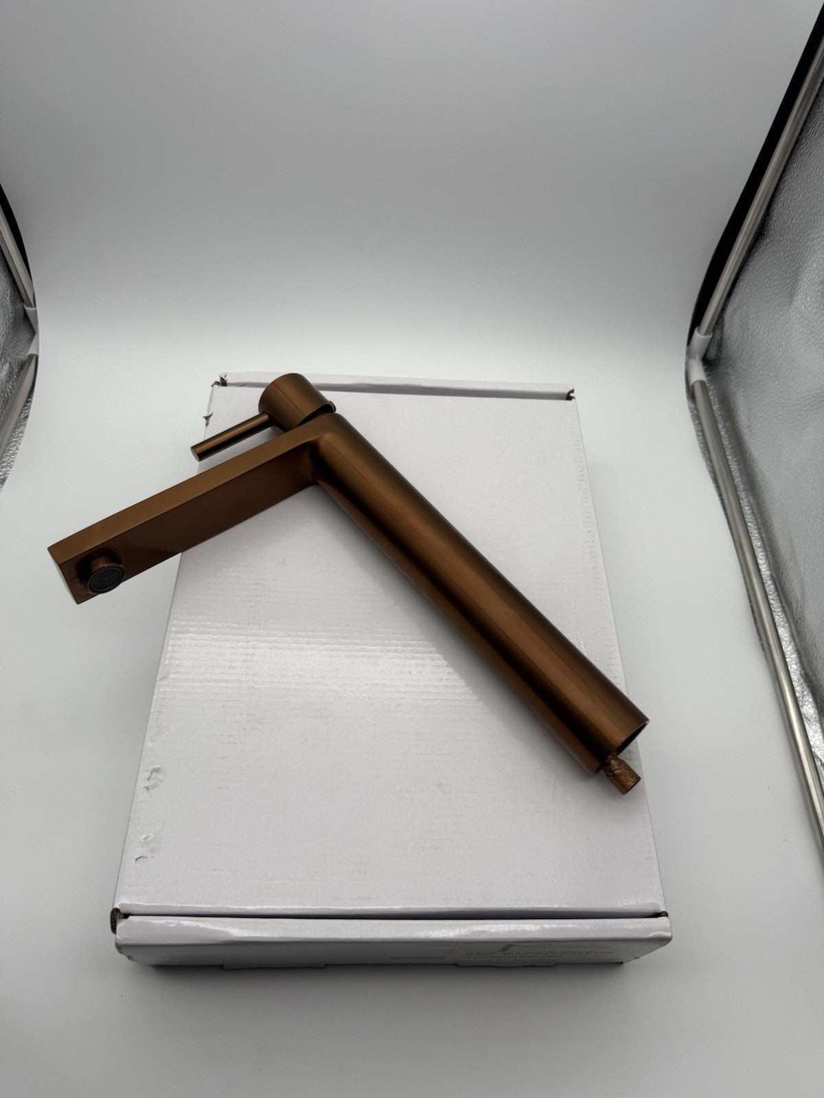 Tall Basin Mixer Tap Brushed Copper High Rise 300mm Single Lever WRAS Brass