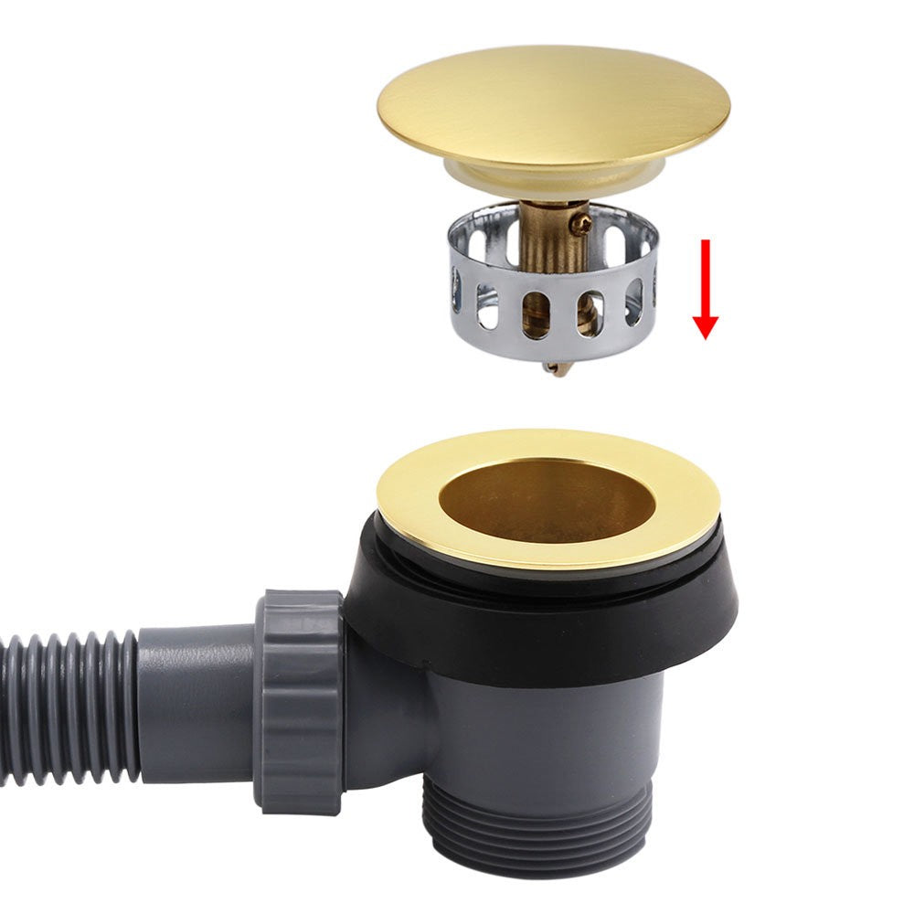 Click Clack Bath Waste with Overflow Brushed Brass Easy Clean Pop Up Plug G1½