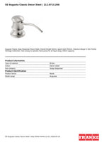 Franke Augusta Classic Soap Dispenser Decor Steel Brass Kitchen Sink — view 4