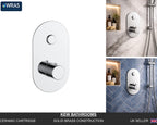 Concealed Thermostatic Shower Valve Chrome Push Button Single Outlet Brass WRAS
