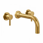 Kew Wall Mounted Basin Mixer Tap Brushed Brass Dual Lever WRAS Bathroom