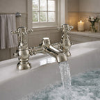 Traditional Bath Filler Tap Brushed Nickel Crosshead Ceramic Valve WRAS Brass