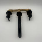 Wall Mounted Basin Mixer Tap Matt Black Dual Lever WRAS Bathroom Brass
