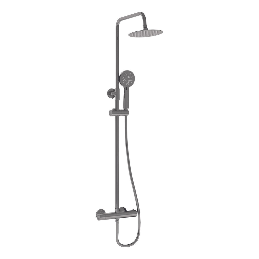 Exposed Thermostatic Shower Set Chrome Bar Valve 200mm Rain Head Brass