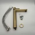 Tall Basin Mixer Tap Brushed Brass High Rise 300mm Single Lever WRAS Brass