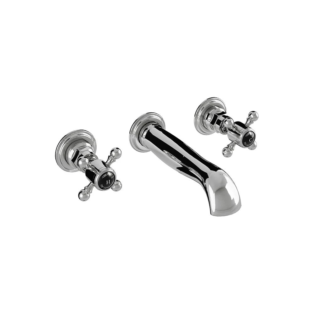 Traditional Wall Mounted Basin Mixer Tap Chrome Crosshead Ceramic Valve WRAS