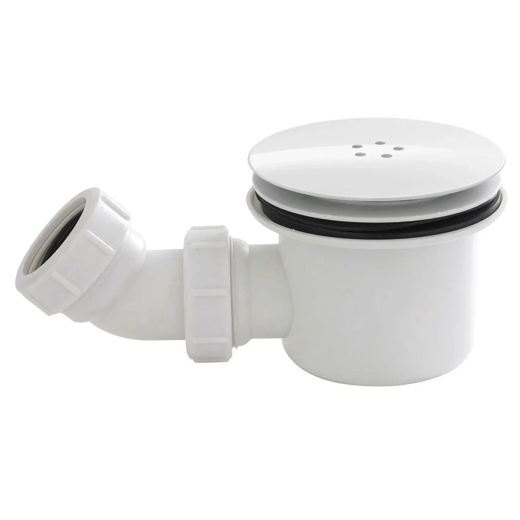 Shower Waste Trap 90mm White Vented Dome Easy Clean High Flow Shower Tray