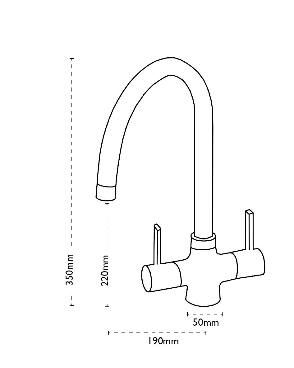 Carron Phoenix Alba Brushed Nickel Dual Lever Kitchen Tap Brass Swivel — view 3