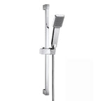 Square Shower Riser Rail Kit Chrome Adjustable Head Hose Bar Set Wall Mounted