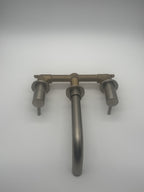 Wall Mounted Basin Mixer Tap Brushed Nickel Dual Lever WRAS Bathroom Brass