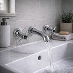 Traditional Wall Mounted Basin Mixer Tap Chrome Crosshead Ceramic Valve WRAS