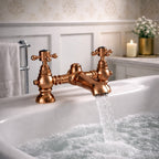 Traditional Bath Filler Tap Brushed Copper Crosshead Ceramic Valve WRAS Brass