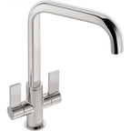 Franke Orlando Polished Nickel Dual Lever Kitchen Tap Brass U-Spout 324mm — view 2