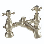 Traditional Bath Filler Tap Brushed Nickel Crosshead Ceramic Valve WRAS Brass