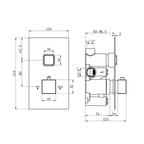 Square Concealed Thermostatic Shower Valve Chrome Push Button Single Outlet WRAS