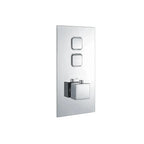 Square Concealed Thermostatic Shower Valve Chrome Push Button Twin Outlet WRAS