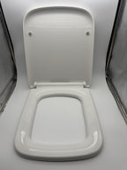 Square Toilet Seat White Soft Close Plastic Universal Fit Bathroom Cube Shape