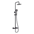Exposed Thermostatic Shower Set Matt Black Bar Valve 200mm Rain Head Brass