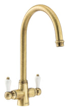 Carron Phoenix Windsor Bronze Kitchen Tap White Handles Traditional Bridge — view 2