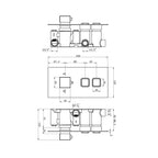 Square Concealed Thermostatic Shower Valve Chrome Push Button Twin Outlet WRAS