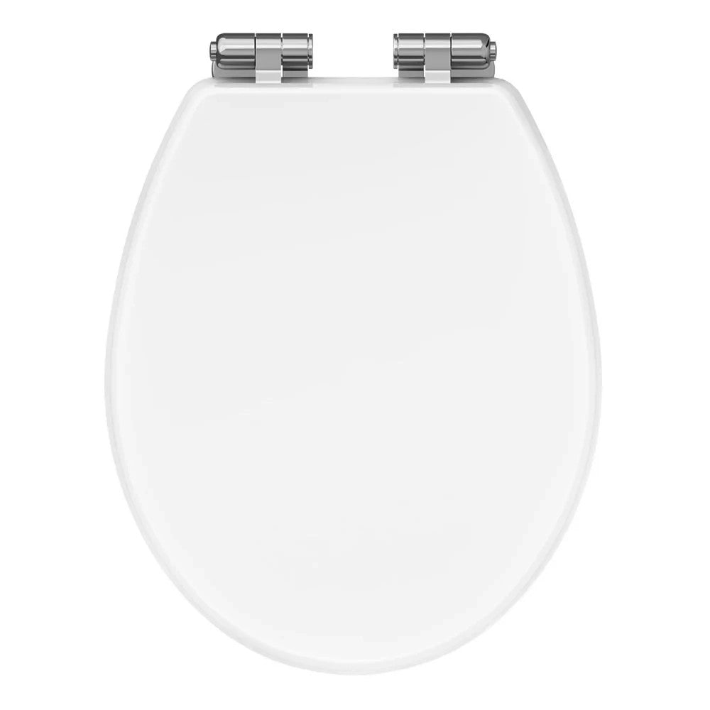 Premium Traditional Toilet Seat Heavy Duty Chrome Quick Release White