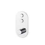 Concealed Thermostatic Shower Valve Chrome Push Button Twin Outlet Brass WRAS
