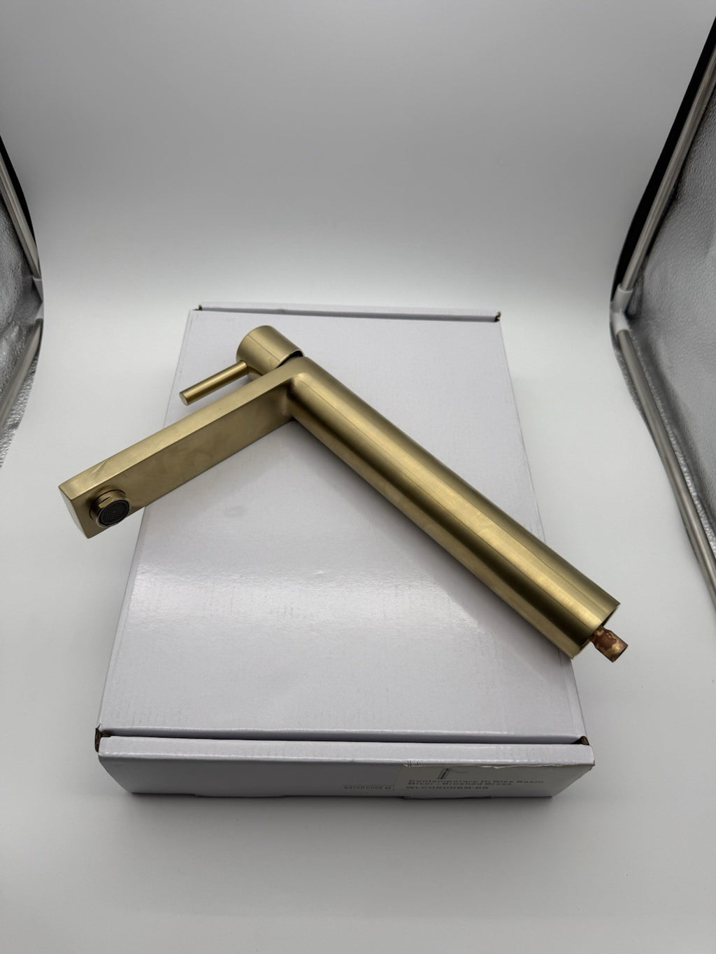 Tall Basin Mixer Tap Brushed Brass High Rise 300mm Single Lever WRAS Brass