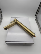 Tall Basin Mixer Tap Brushed Brass High Rise 300mm Single Lever WRAS Brass
