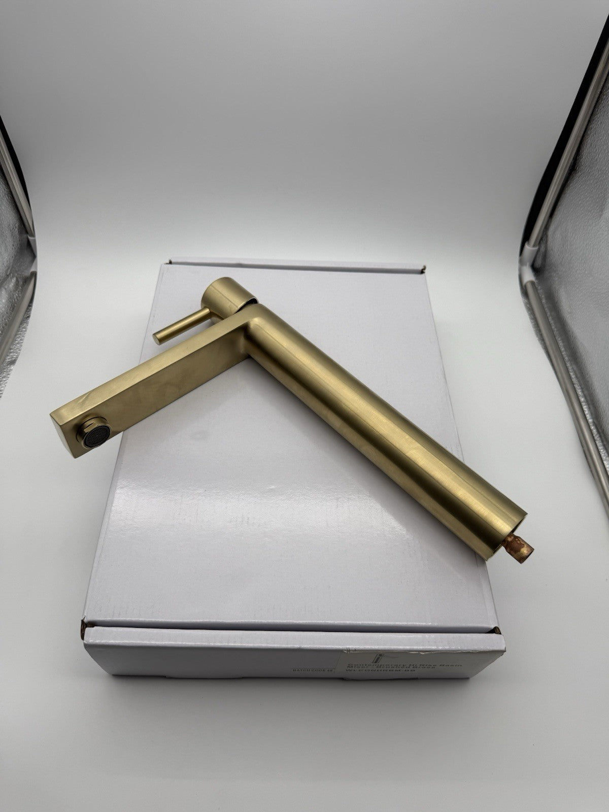 Tall Basin Mixer Tap Brushed Brass High Rise 300mm Single Lever WRAS Brass