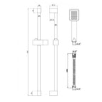 Square Shower Riser Rail Kit Chrome Adjustable Head Hose Bar Set Wall Mounted