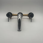Wall Mounted Basin Mixer Tap Chrome Dual Lever WRAS Bathroom Brass