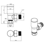 Angled Radiator Valve Pair Brushed Brass 1/2 BSP Manual Modern Round Handle
