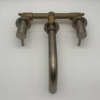 Wall Mounted Basin Mixer Tap Brushed Nickel Dual Lever WRAS Bathroom Brass