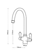 Carron Phoenix Windsor Bronze Kitchen Tap White Handles Traditional Bridge — view 3