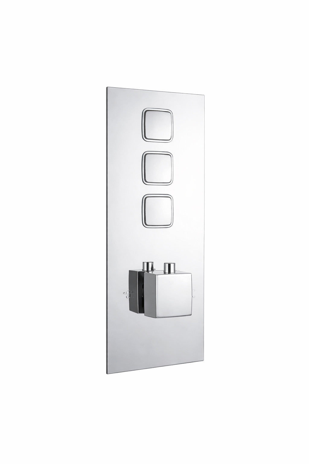 Square Concealed Thermostatic Shower Valve Chrome Push Button Triple Outlet WRAS