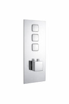 Square Concealed Thermostatic Shower Valve Chrome Push Button Triple Outlet WRAS