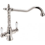 Franke Cotswold Polished Nickel Dual Lever Kitchen Tap Brass U-Spout 300mm — view 2