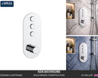 Concealed Thermostatic Shower Valve Chrome Push Button Triple Outlet Brass WRAS